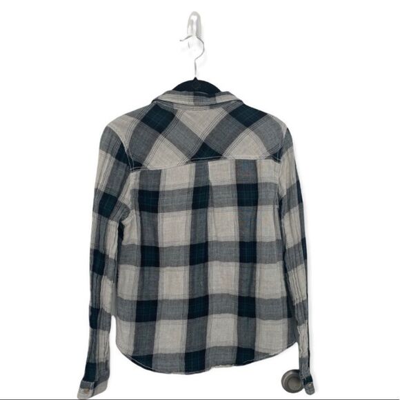 Maurices S Black White Plaid Flannel Button Down Shirt Soft Cotton Long Sleeve - Picture 2 of 5